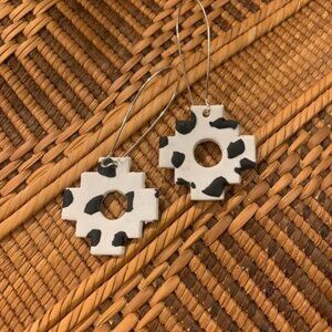 Aztec Cow Print Clay Dangle Earrings